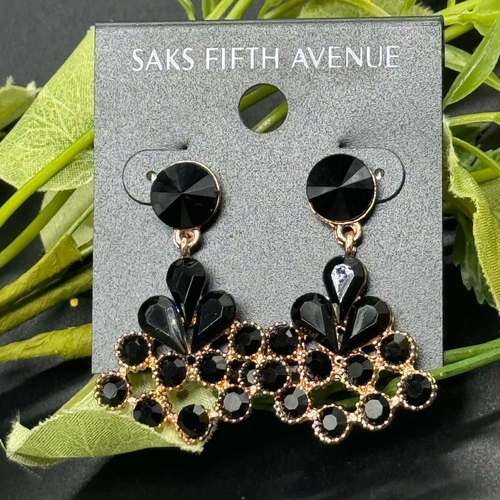 Glamorous Saks Fifth Avenue Black Statement Earrings